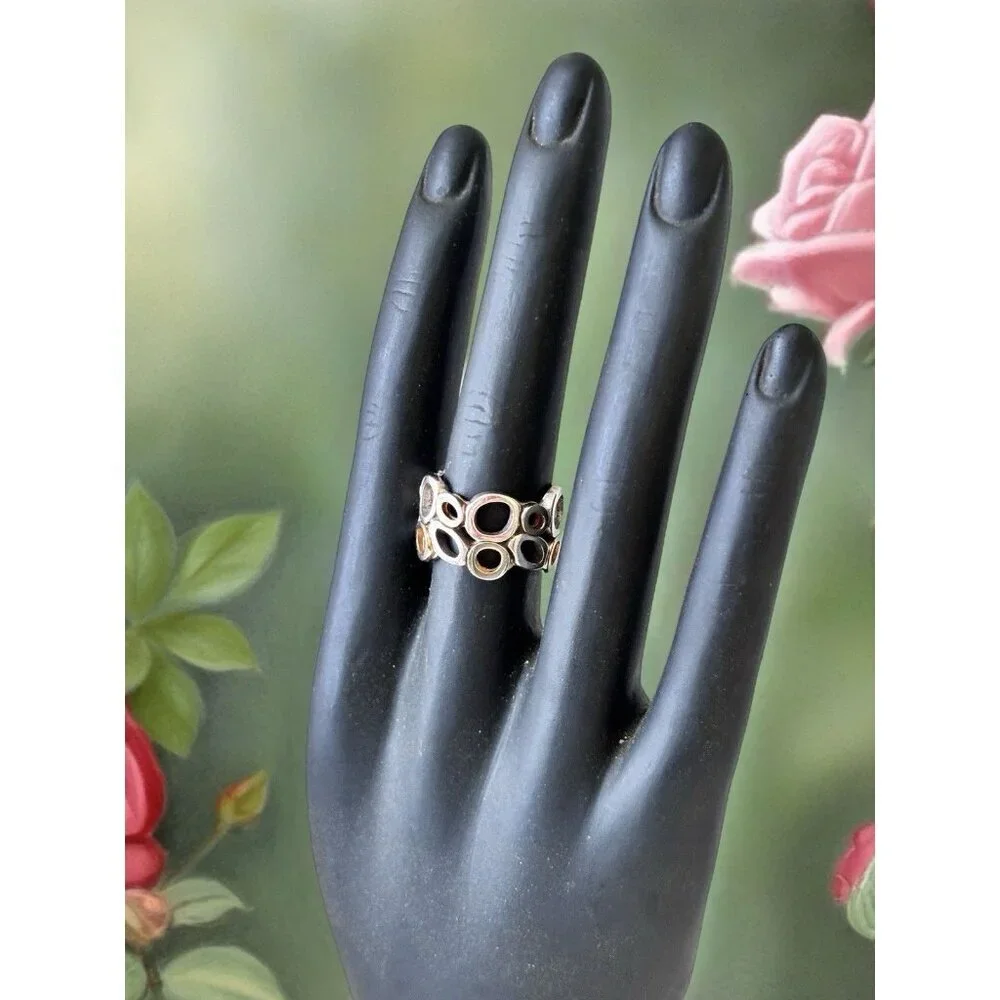 Brighton Two Tone Open Circle Bubble Ring Size 7 Silver & Gold Plate